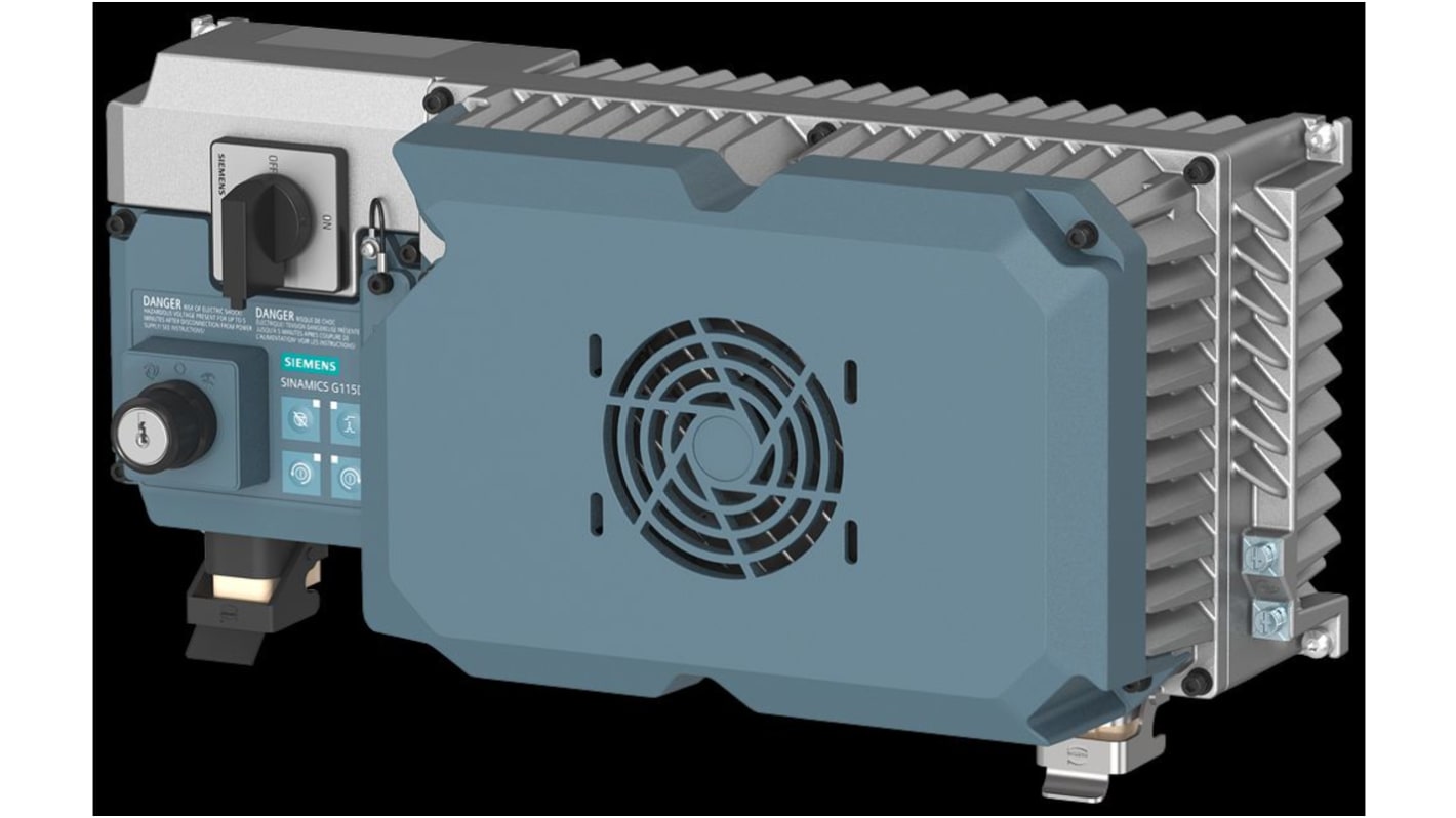 Inverter Siemens 6SL3520-1XL05-5AB0, potenza 5,5 kW, supporta 1 e 3 fasi, design modulare per installazione rapida.