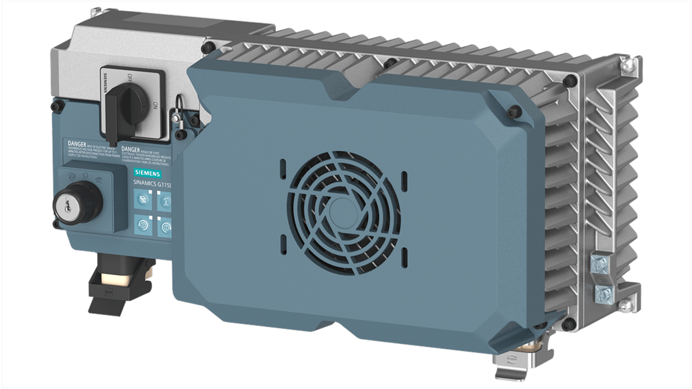 Convertitore Siemens 6SL3520-2XA05-5AB0, 5,5 kW, 3 fasi, installazione diretta, compatibile con motori IE3 e IE4.