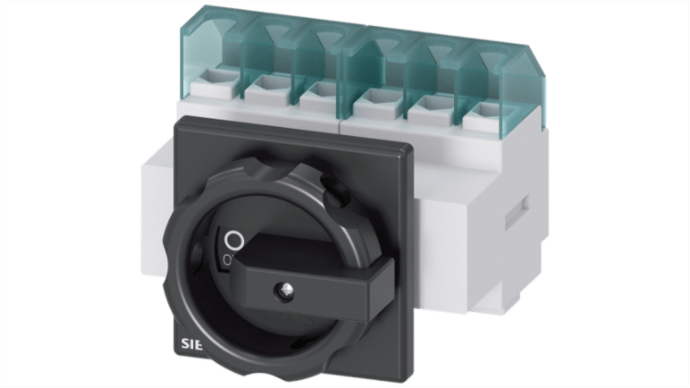 Interruttore sezionatore Siemens 3LD2103-3VK51, 25A, 6 poli, montaggio a pannello, protezione IP65, potenza 9,5kW.