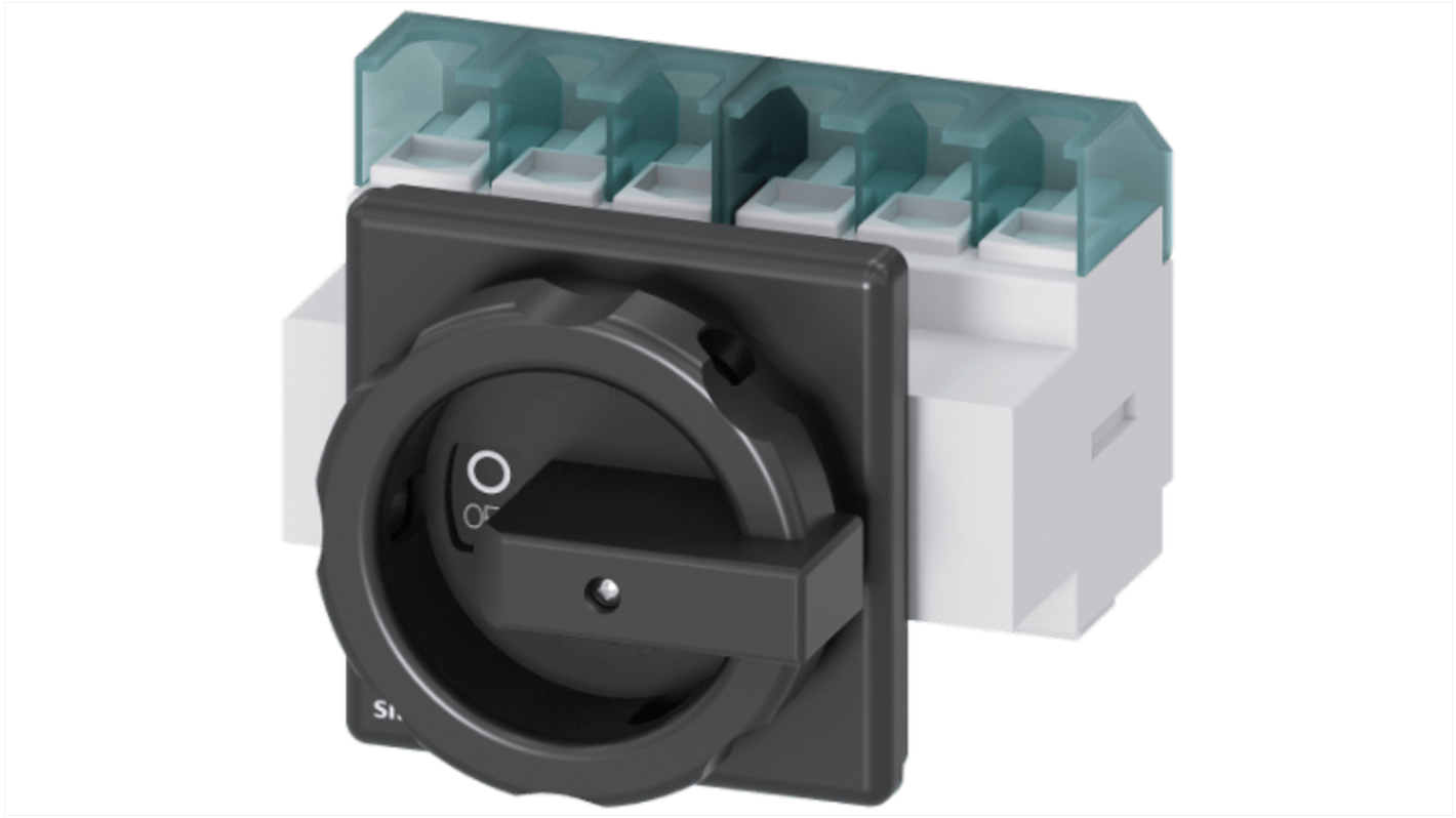 Interruttore sezionatore Siemens 63A 3LD, 6 poli, montaggio a pannello, protezione IP65, potenza nominale 22kW.