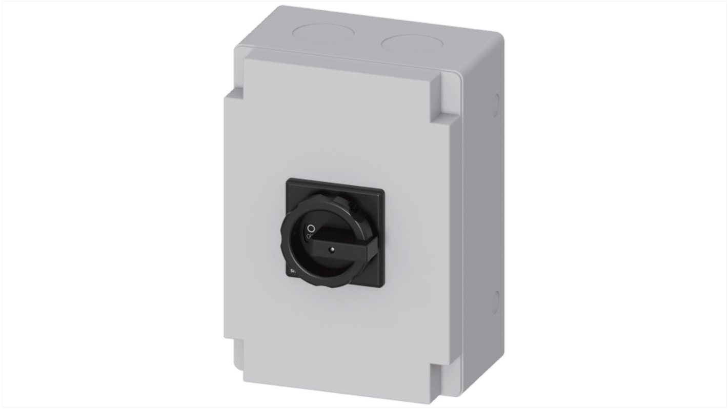 Interruttore sezionatore Siemens 63A 3LD, montaggio a pannello, 6 poli, grado di protezione IP65, manopola rotante corta.