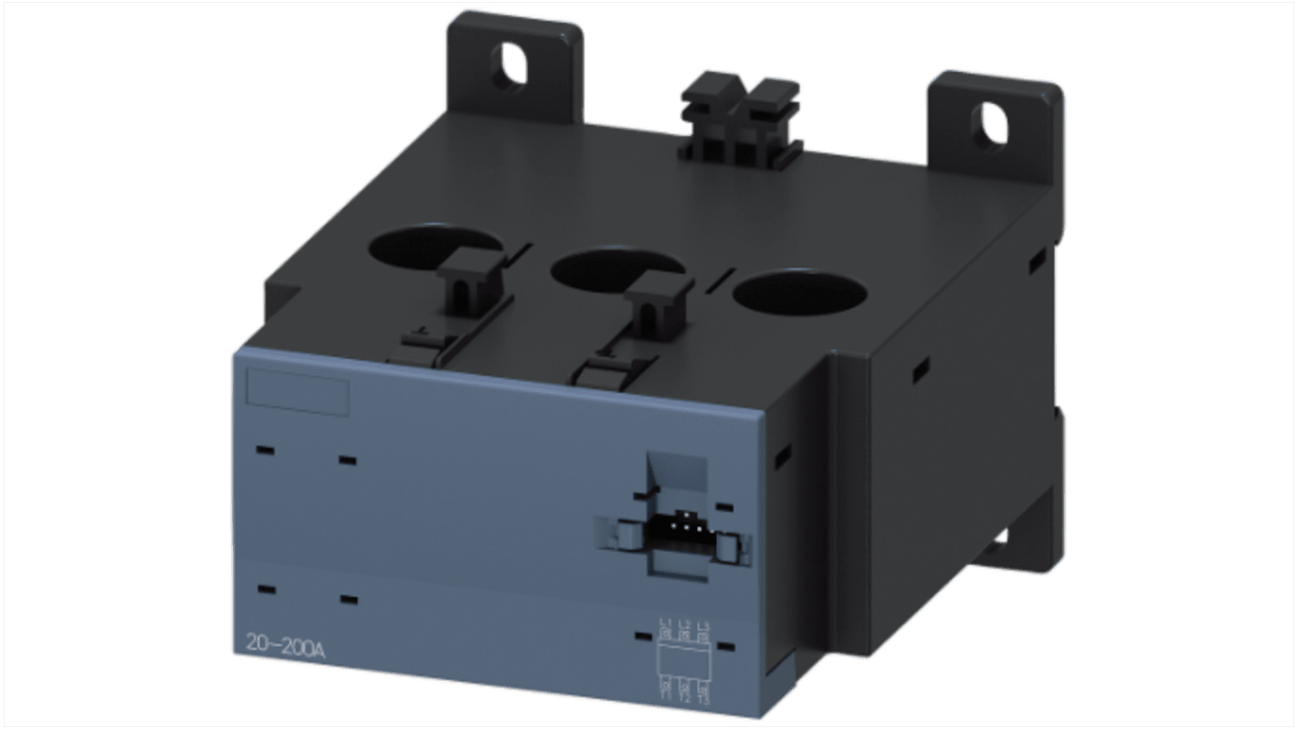 Trasformatore di corrente Siemens 3RB2956-2TG2, ingresso 200A, montaggio contattore, classe di protezione IP20.
