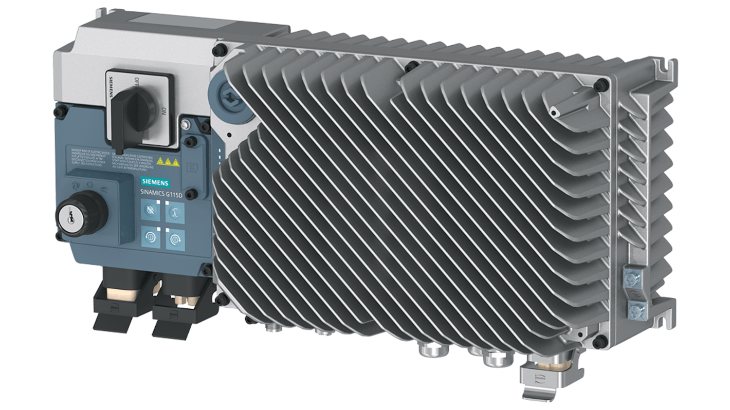 Inverter trifase Siemens 6SL3520-1XE04-0AB0, potenza 4 kW, tensione 380-480 V, corrente 10,2 A, frequenza 0-550 Hz.
