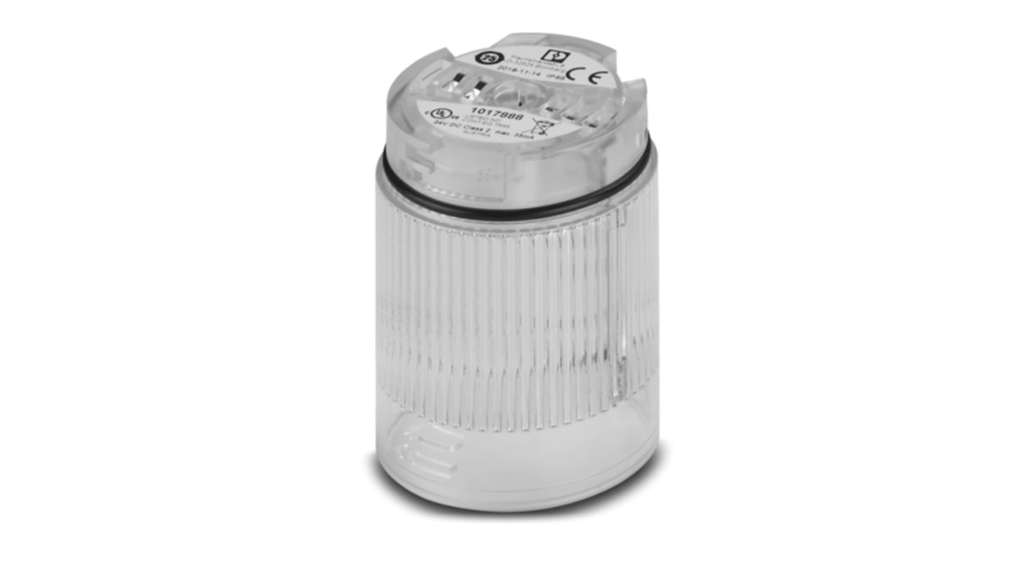 Phoenix Contact 1017888, elemento luminoso lampeggiante trasparente, 24 V, LED, diametro 50 mm, montaggio a baionetta, durata 50.000 ore.