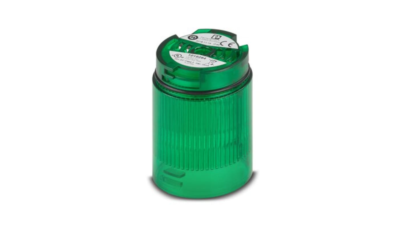 Elemento luminoso lampeggiante verde Phoenix Contact 1018264, 24 V, LED, diametro 50 mm, per torretta di segnalazione modulare.