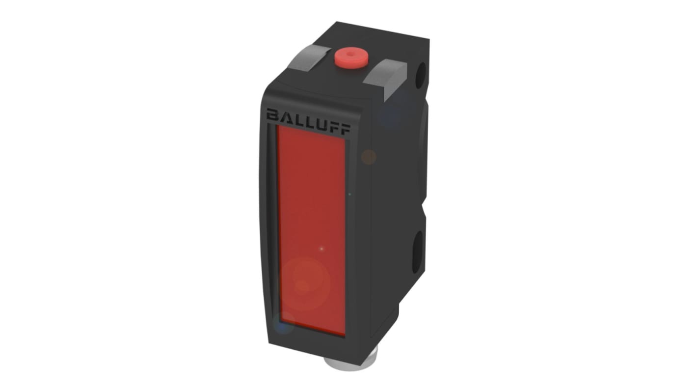Sensore fotoelettrico rettangolare BALLUFF BOS01LE, rilevamento fino a 120 mm, uscita PNP, connettore M8, grado di protezione IP67/IP69K.