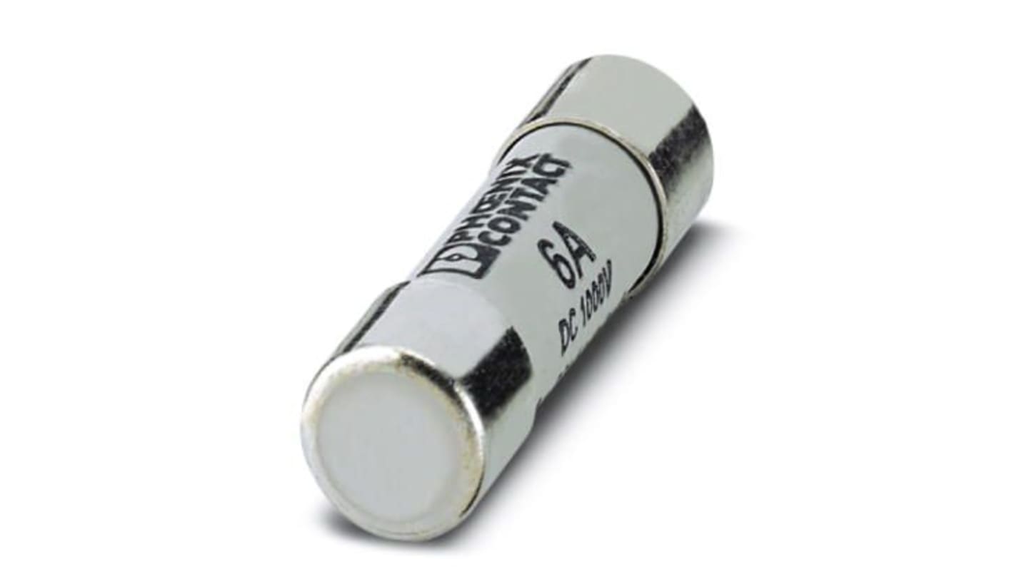 Fusibile a cartuccia Phoenix Contact 3061318, 6 A, 1000 V c.c., corpo in ceramica, per applicazioni fotovoltaiche.