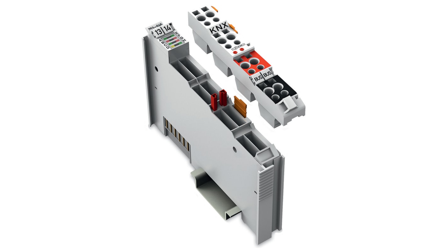Modulo di comunicazione Wago 753-646 per rete KNX/TP1, montaggio su guida DIN-35, 8 ingressi/uscite, IP20. Dimensioni 100 x 12 x 69 mm.