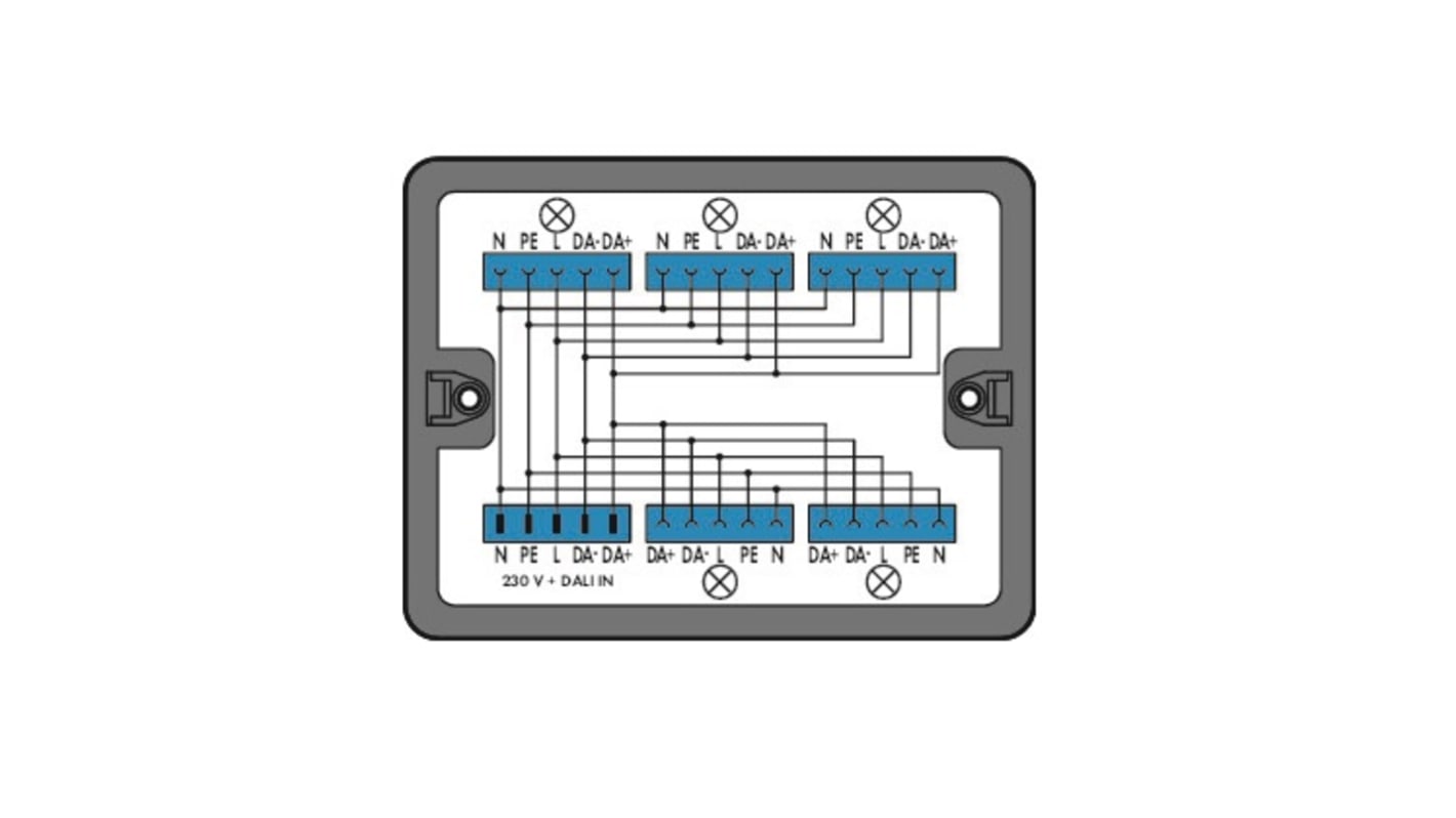 Scheda di distribuzione Wago 899-631/313-000, 5 vie, 25 A, protezione IP20, per automazione edifici.