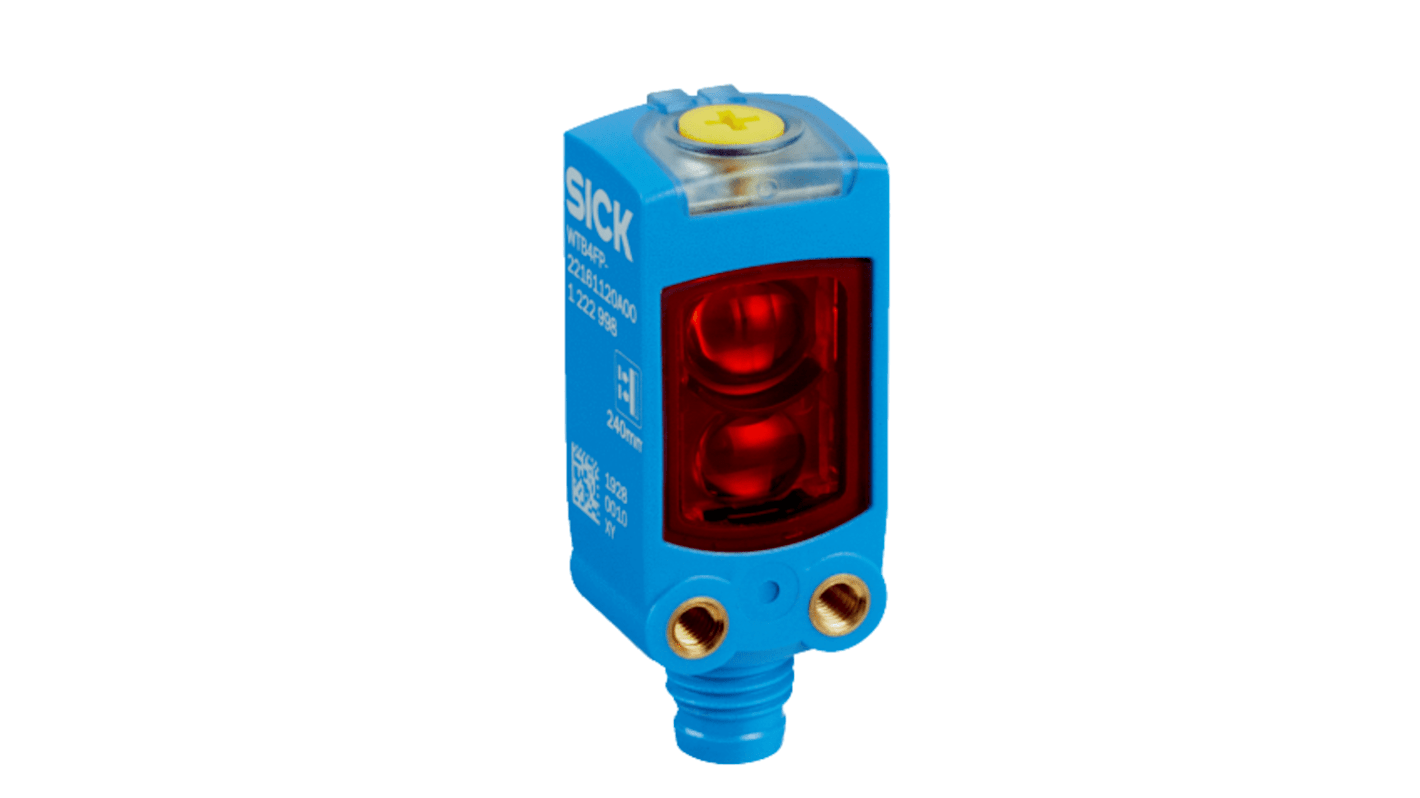 Sensore fotoelettrico Sick WTB4FP-21312120ZZZ, miniaturizzato, rilevamento 4-220 mm, montaggio a parete, grado di protezione IP66/IP67.