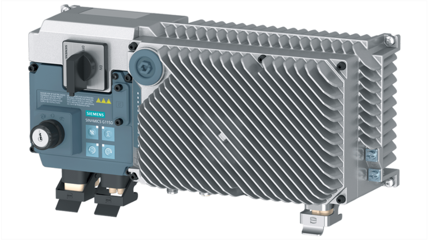 Convertitore Siemens 6SL3520-3XC01-5AF0, 1,5 kW, 3 fasi, montaggio diretto, compatibile con motori IE3 e IE4.