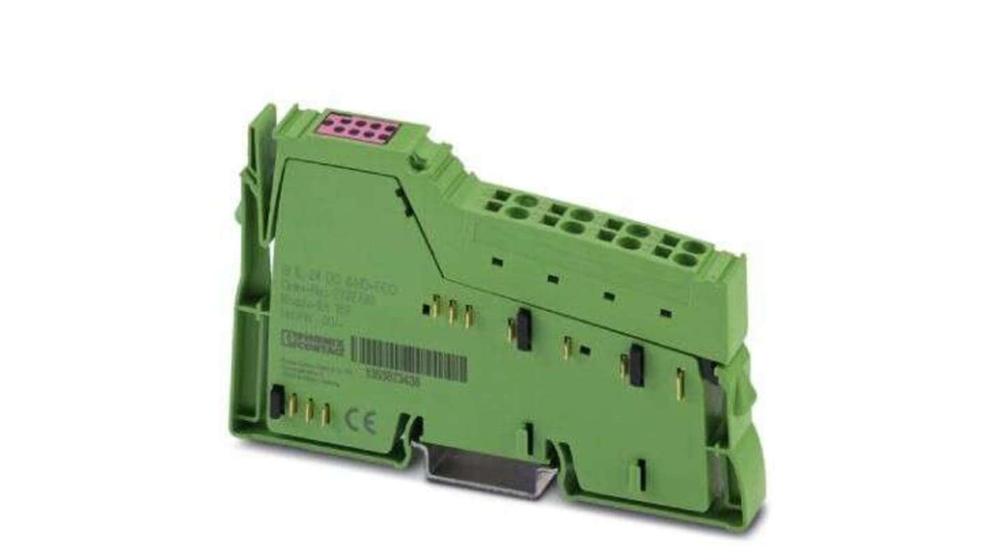 Phoenix Contact 2702793, terminale in linea IB IL 24 DO 8/HD-ECO per uscita segnali digitali, corrente nominale 500 mA, dimensioni 0,48 x 4,71 x 2,8 poll.