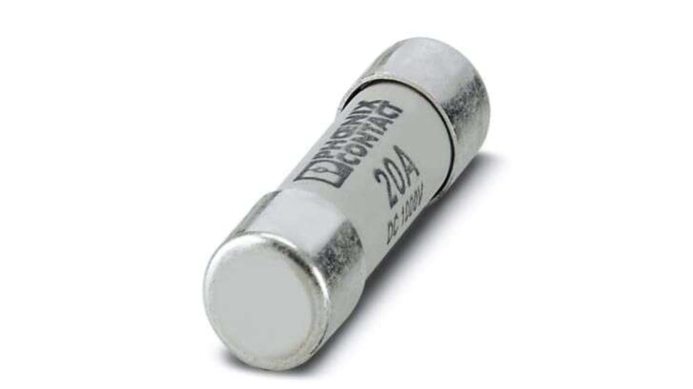 Fusibile a cartuccia Phoenix Contact 3061363, 20 A, 10,3 x 38 mm, tensione 1 kV cc, colore bianco.