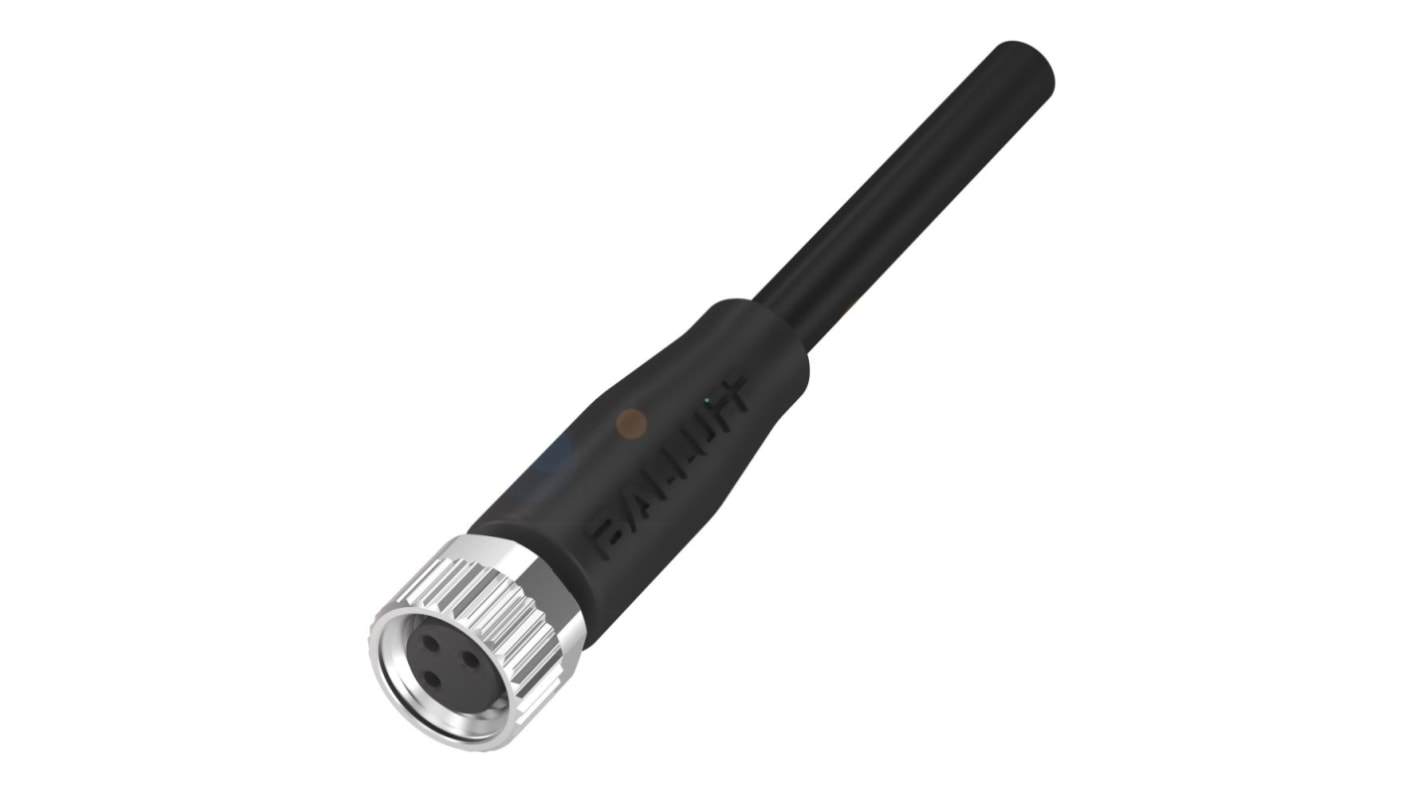 Cavo sensore/attuatore M8 femmina BALLUFF, 2 m, 3 conduttori, guaina PUR nera, grado di protezione IP67/IP69K.