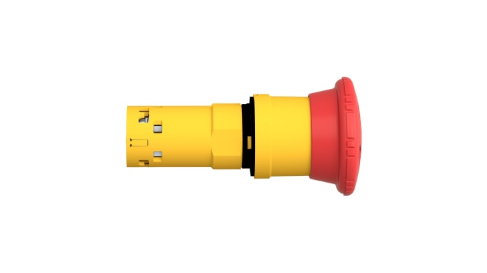 Pulsante di arresto di emergenza Schneider Electric Harmony XB7, montaggio a pannello, diametro foro 22 mm, attivazione rossa.