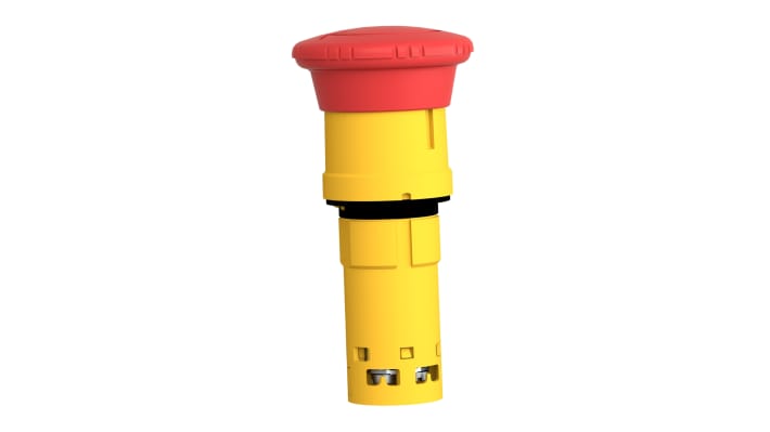 Pulsante di arresto di emergenza Schneider Electric Harmony XB7, montaggio a pannello, diametro foro 22 mm, attivazione rossa.