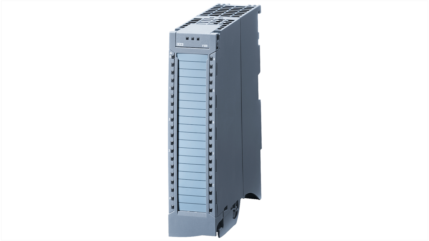 Modulo di ingresso analogico Siemens 6AG1531-7NF10-7AB0, 8 canali, risoluzione 16 bit, dimensioni 147 x 35 x 129 mm.