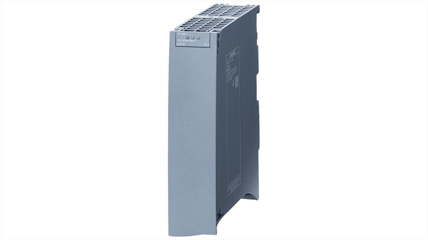 Modulo di comunicazione Siemens 6AG1543-1AX00-2XE0 per SIMATIC S7-1500, interfaccia RJ45, dimensioni 142 x 35 x 129 mm.