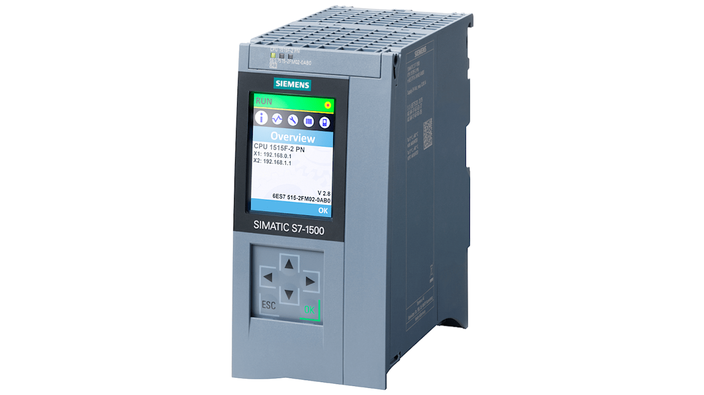 CPU PLC Siemens SIMATIC S7-1500F, 20 ingressi/uscite, 24 V c.c. - 6ES7515-2FM02-0AB0. Profinet, IPv4, display 6,1 cm. Ideale per automazione industriale.