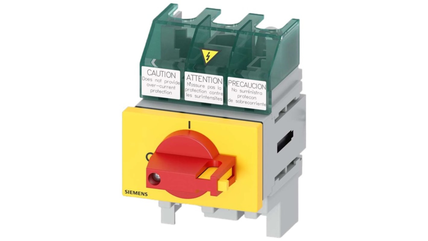 Sezionatore interruttore fusibile Siemens 3LD5000-0TK13, 3 poli, 32A, fusibile Classe CC, IP65, per attivazione sicura.