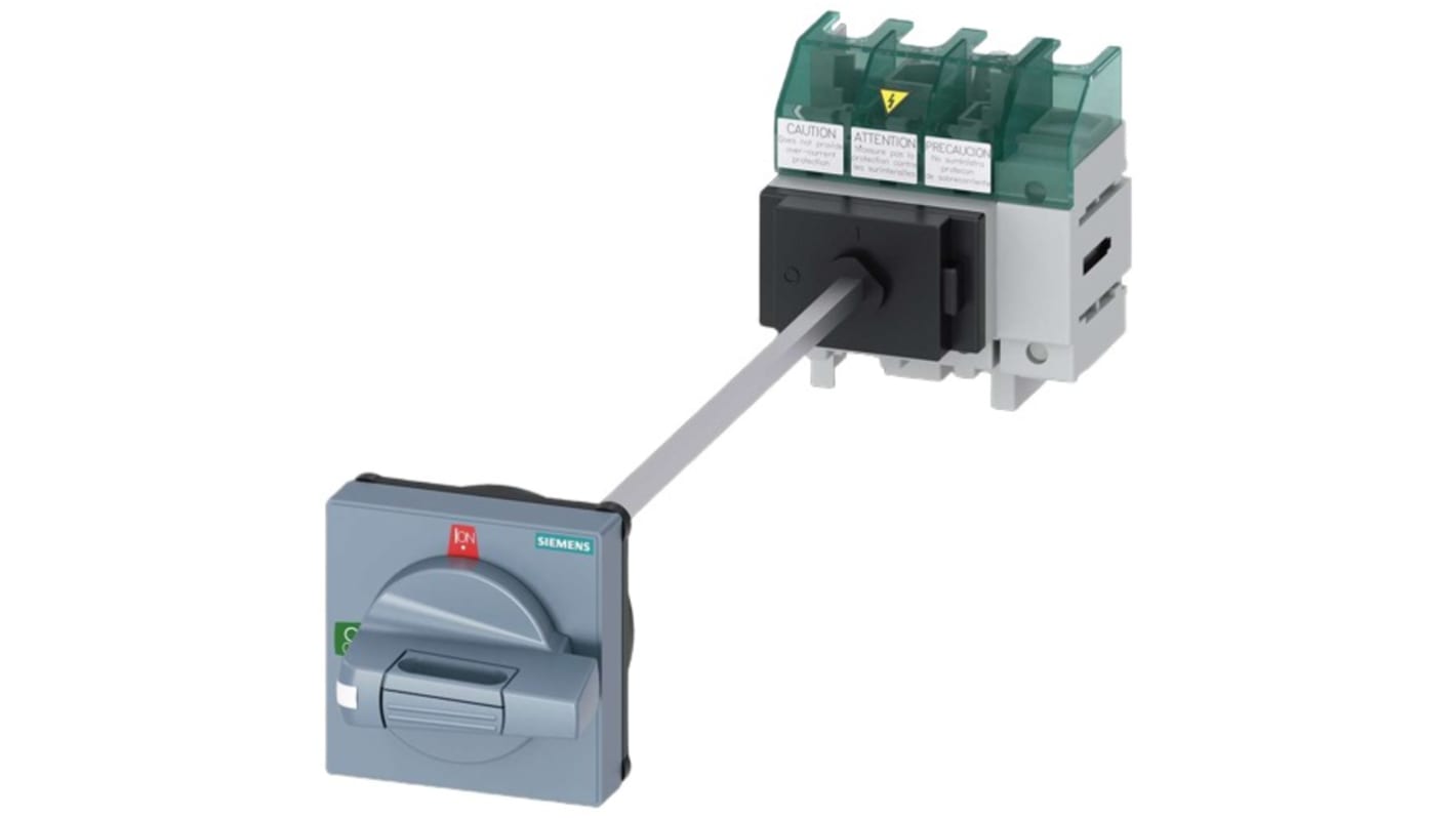 Sezionatore interruttore Siemens 3LD5010-0TL11, 4 poli, 32A, fusibile Classe CC, IP65, per attivazione sicura apparecchiature.