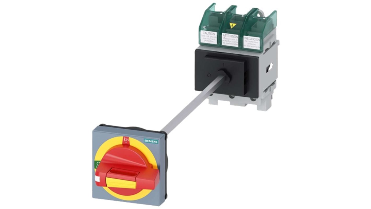 Sezionatore interruttore Siemens 3LD5210-0TK13, 3 poli, 63A, fusibile Classe J, IP65, per attivazione sicura apparecchiature elettriche.