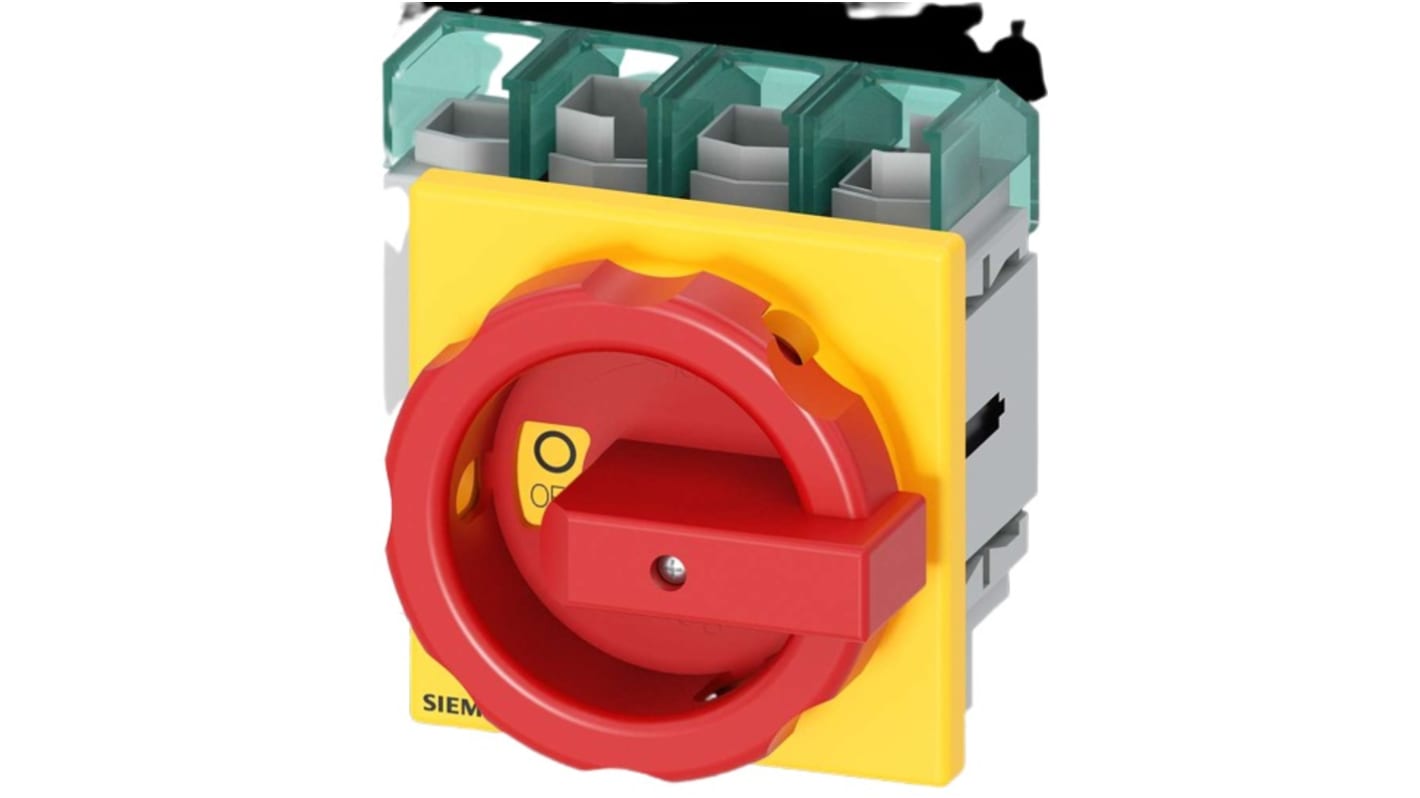 Sezionatore interruttore Siemens 3LD5220-0TL13, 4 poli, 63A, IP65, per attivazione sicura apparecchiature elettriche.