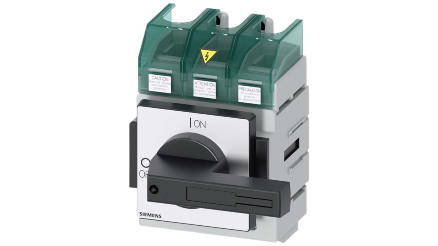 Sezionatore interruttore Siemens 3LD5400-0TK11, 3 poli, 100A, fusibile Classe J, IP65, per attivazione sicura apparecchiature.