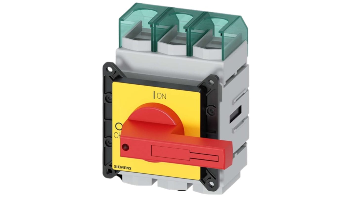 Sezionatore interruttore Siemens 3LD5620-0TK13, 3 poli, 125 A, fusibile Classe J, IP65, per sicurezza apparecchiature elettriche.