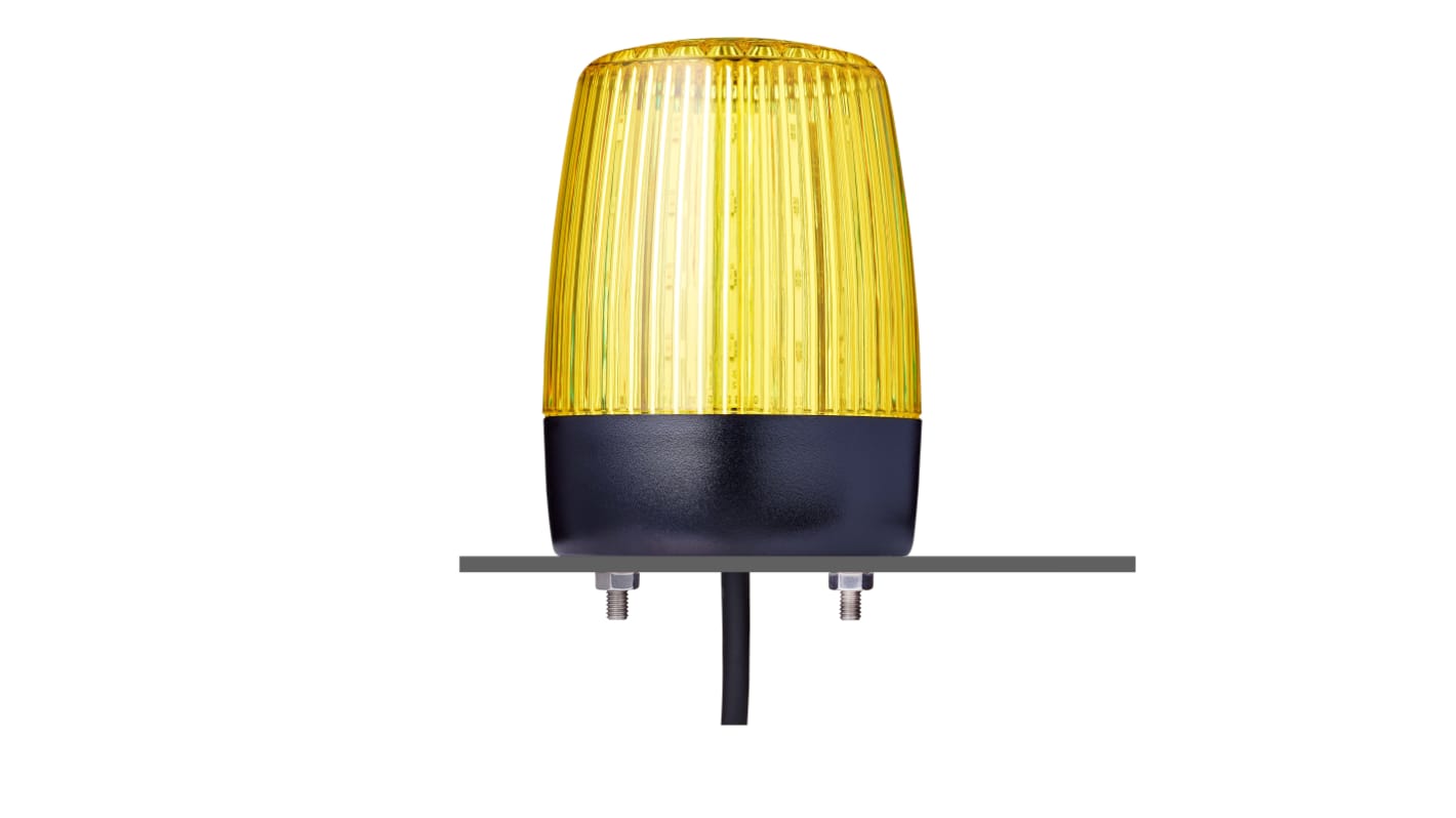 Segnalatore LED lampeggiante fisso giallo AUER Signal 860507313, tensione 230/240 V, grado di protezione IP67/IP69, montaggio orizzontale o verticale.