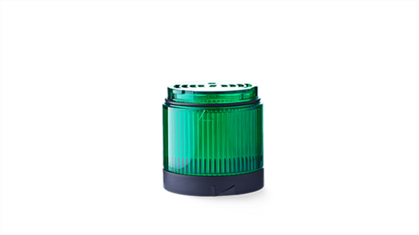 Modulo luminoso rotante a LED AUER Signal 910036405, verde, 24 V, IP67/IP69, diametro base 70 mm, resistenza IK08.