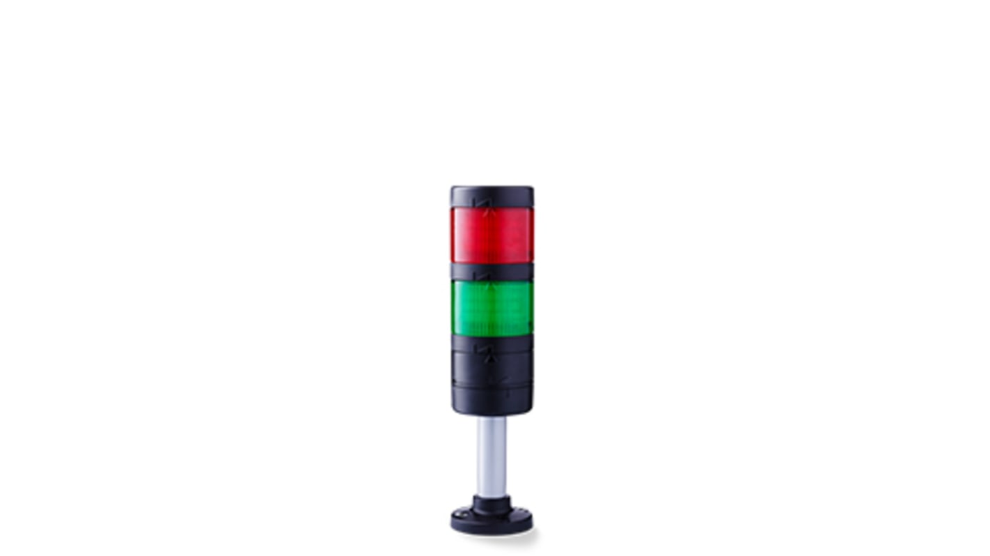 Torretta di segnalazione LED AUER Signal PC7-Q02, 2 elementi luminosi, contenitore in policarbonato, grado di protezione IP66/IP67.