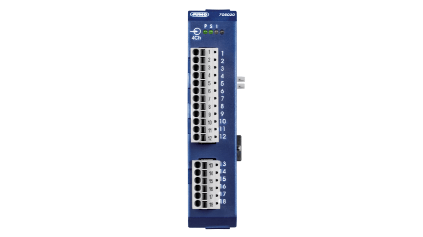 Jumo 705025/36/000, modulo di ingresso analogico a 4 canali, compatibile con variTRON, dimensioni 0,88 x 4,07 x 3,99 poll.