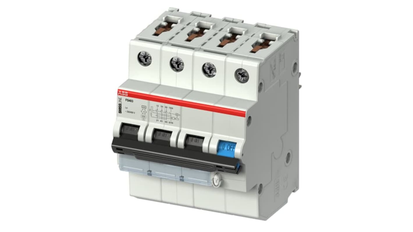 Interruttore differenziale ABB 4 poli, 25 A, 30 mA, montaggio su guida DIN, grado di protezione IP20.
