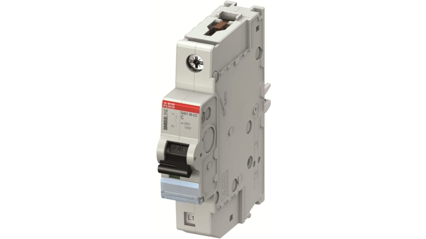 Interruttore magnetotermico ABB 1P 10A Tipo C, montaggio su guida DIN, grado di protezione IP20, per sistema SMISSLINE TP.