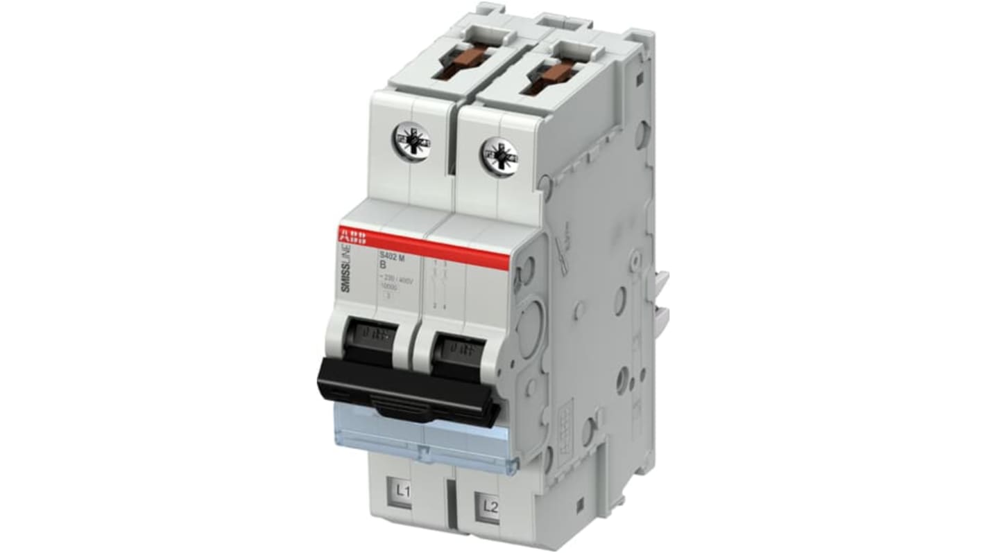 Interruttore magnetotermico ABB 2P 8A, Tipo B, montaggio su guida DIN, grado di protezione IP20, per sistema SMISSLINE TP.