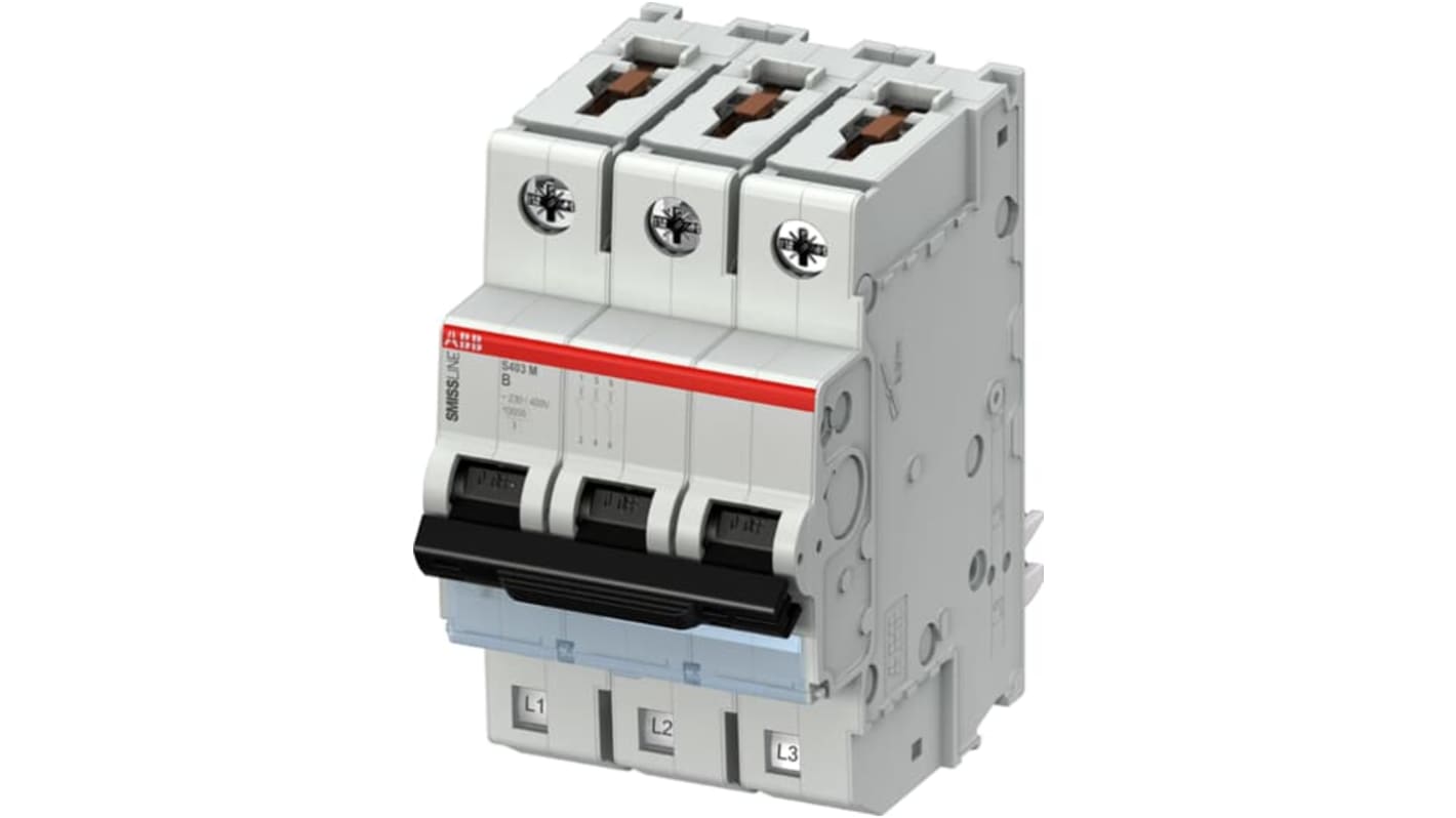 Interruttore magnetotermico ABB 3P 50A, Tipo B, montaggio su guida DIN, grado di protezione IP20, 10 kA a 400 V.