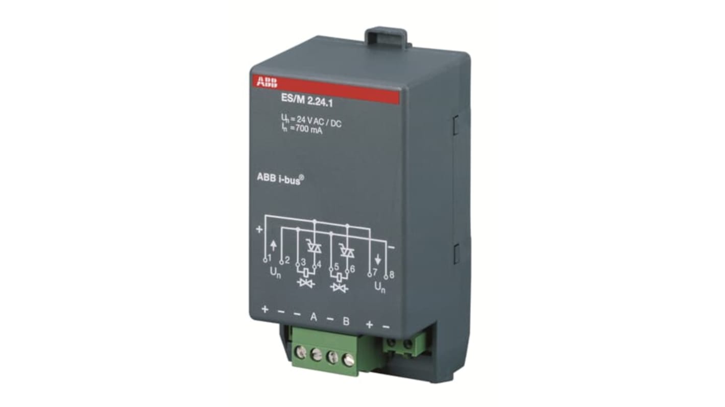 Modulo I/O ABB 2CDG110014R0011 per sistema bus KNX TP, attuatore otturatore con due uscite, tensione 12/24 V, corrente 700 mA, grado di protezione IP54. Dimensioni 1.2.55 x 1.92 x 3.66 poll.