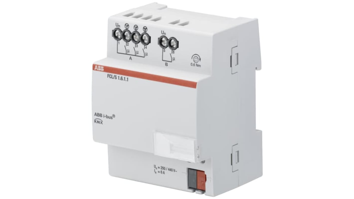 Modulo I/O ABB 2CDG110163R0011 per sistema bus KNX TP, attuatore di soffiaggio a 1 piega, montaggio su guida DIN, dimensioni 3,54 x 2,83 x 2,53 poll.