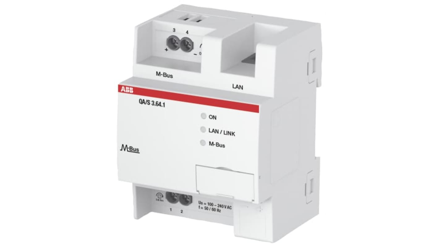 Modulo di monitoraggio ABB 2CDG110227R0011 per Sistema M-Bus, analizzatore di energia, montaggio su guida DIN, dimensioni 90 x 72 x 64 mm.