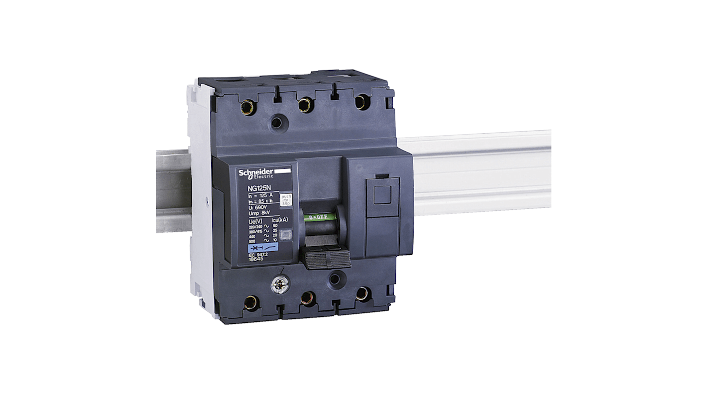 Interruttore automatico Schneider Electric 3P 32A, Tipo C, cod. 18636. Montaggio su guida DIN, protezione IP20, -30 a 70 °C.