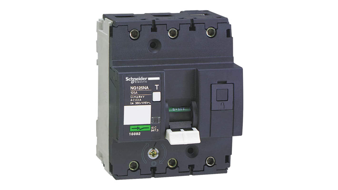 Sezionatore interruttore Schneider Electric Acti 9, 3 poli, 125 A, colore nero, grado di protezione IP20.