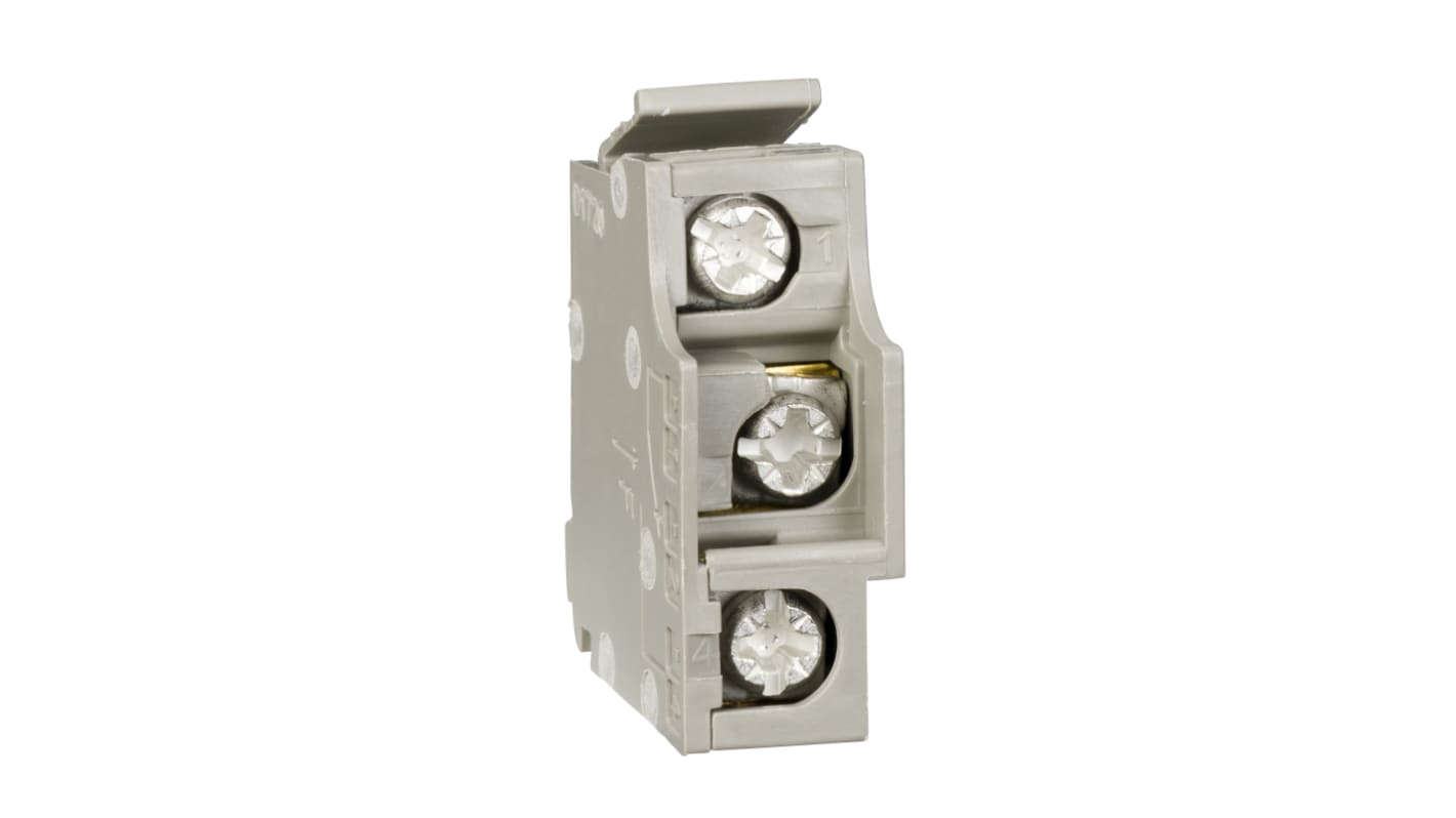 Contatto ausiliario Schneider Electric 29452, 1NC/NO, montaggio a clip, per monitoraggio stato interruttore, 5 A.