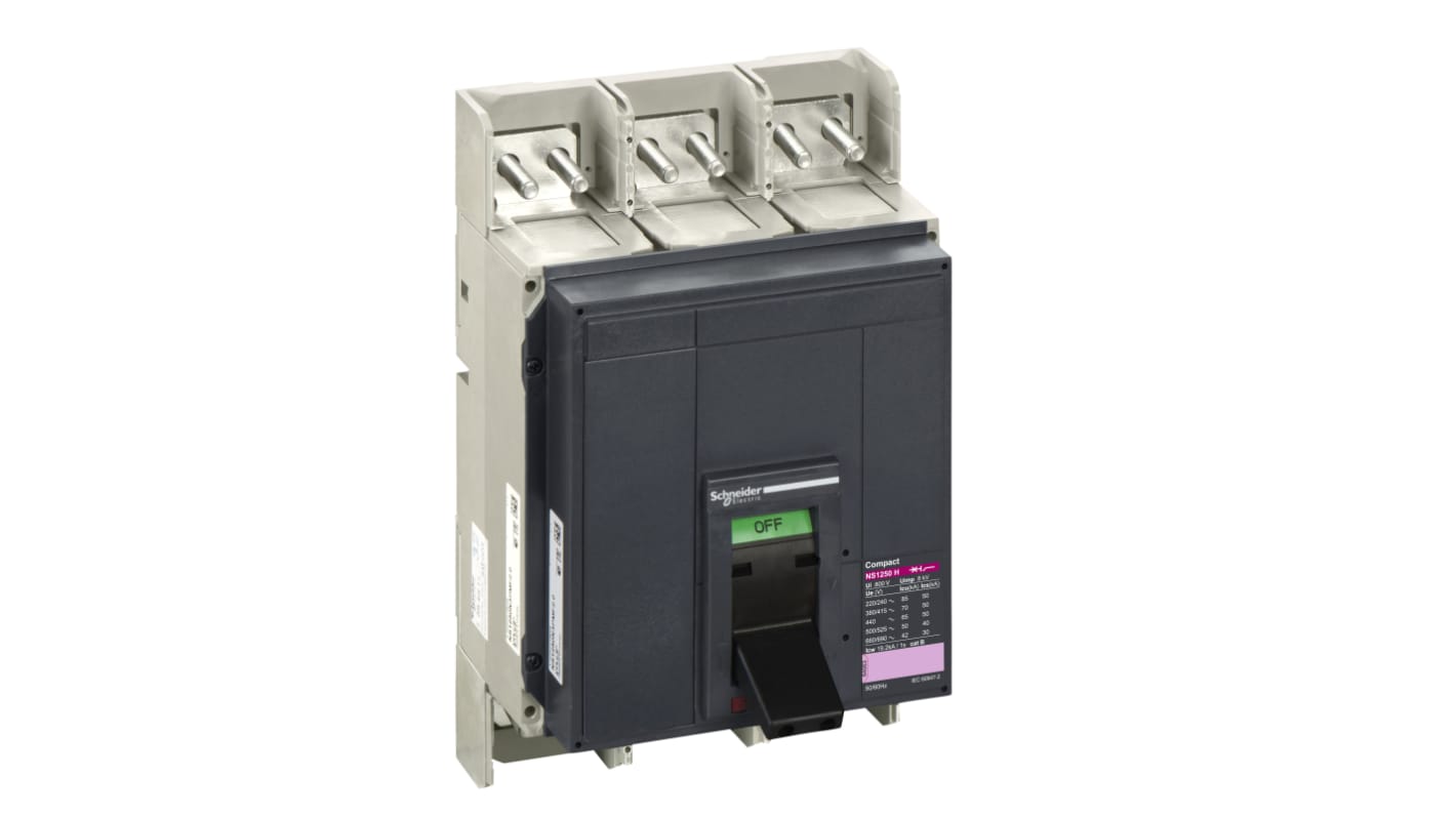 Interruttore magnetotermico scatolato Schneider Electric 33251, 3 poli, corrente nominale 1.25 kA, montaggio fisso, IP40.