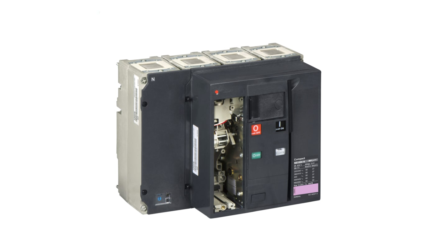Interruttore magnetotermico scatolato Schneider Electric, 4 poli, 1000 A, montaggio fisso, grado di protezione IP40.