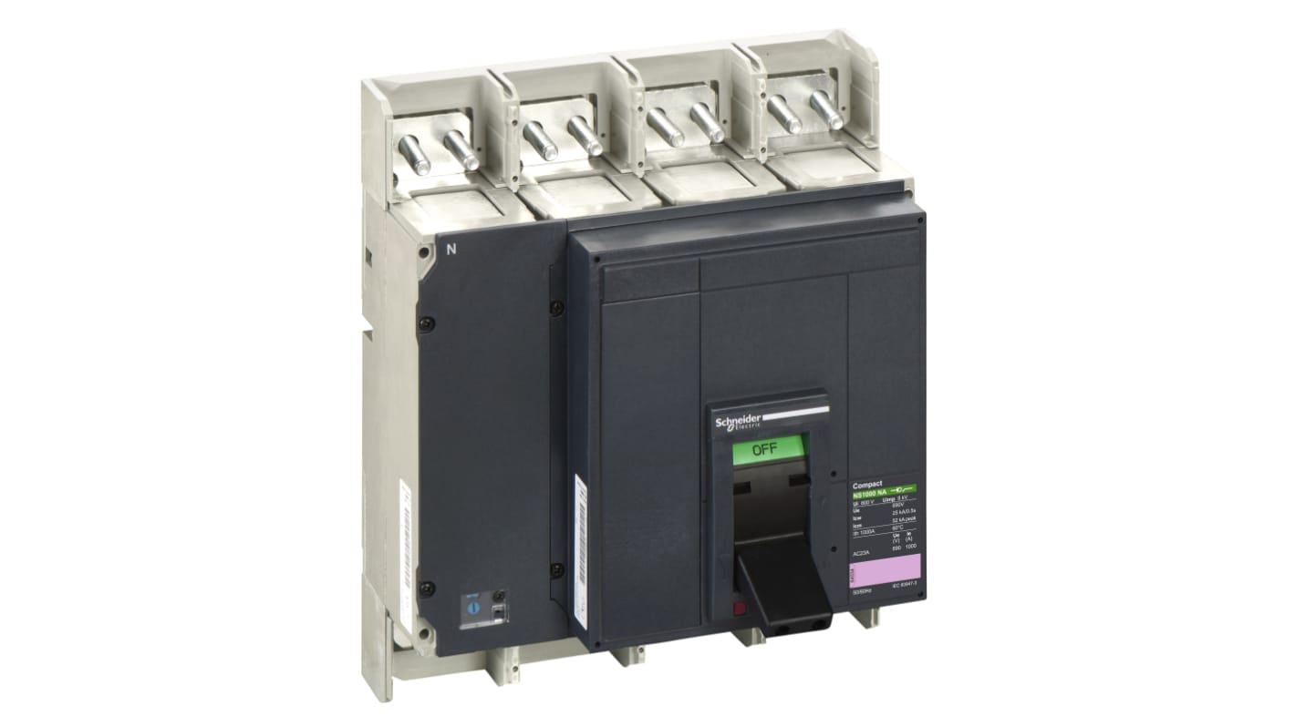 Sezionatore con interruttore Schneider Electric, 4 poli, 1000 A, azionamento manuale, design compatto per montaggio su pannello.