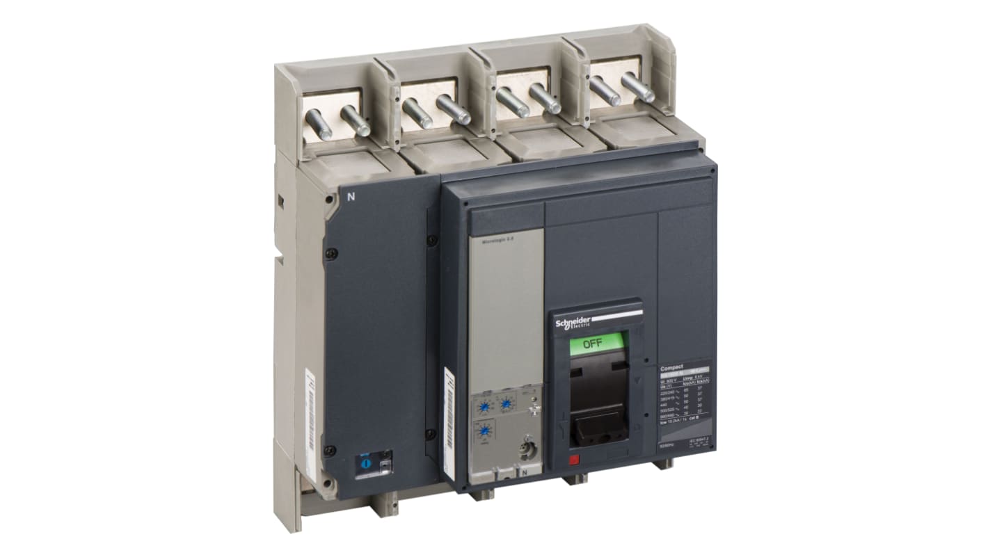 Interruttore magnetotermico scatolato Schneider Electric, 4 poli, 1.6kA, montaggio fisso, grado di protezione IP40.