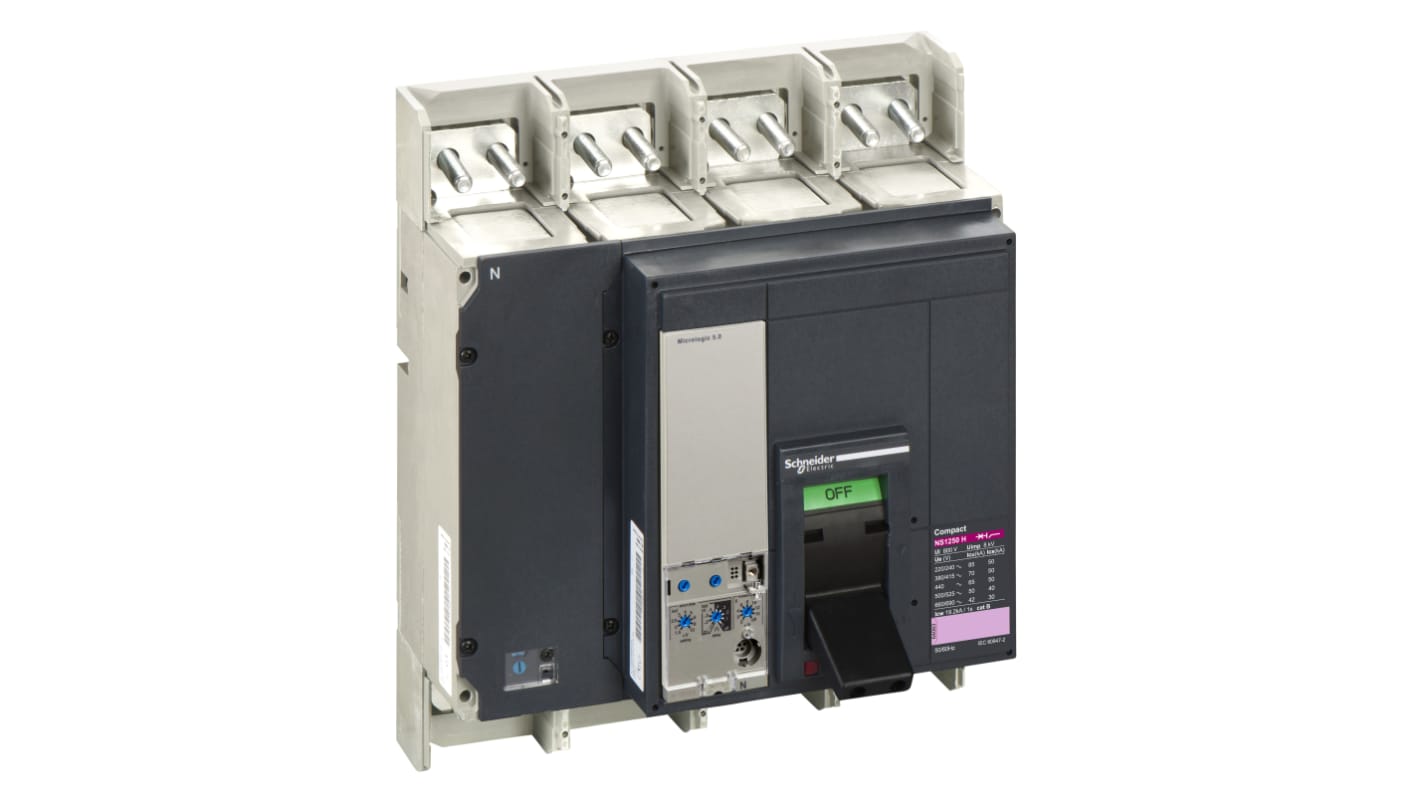 Interruttore magnetotermico scatolato Schneider Electric, 4 poli, corrente nominale 1.25 kA, montaggio fisso, IP40.