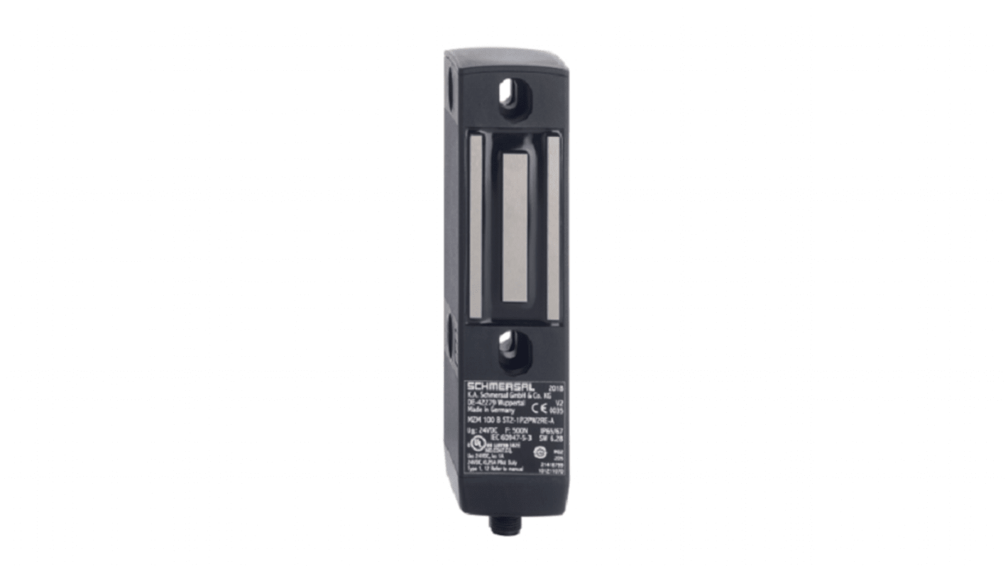 Interruttore di interblocco di sicurezza Schmersal, modello MZM 100 ST2-1P2PWREM-A-DU, con connessione M12 e diagnosi intelligente.