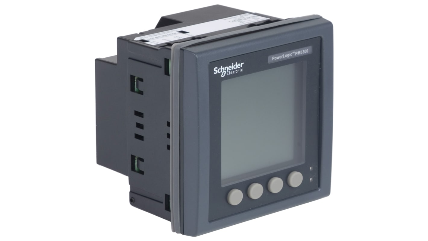 Contatore di energia Schneider Electric METSEPM5330, 1-3 fasi, montaggio su guida DIN, display LCD, IP52.